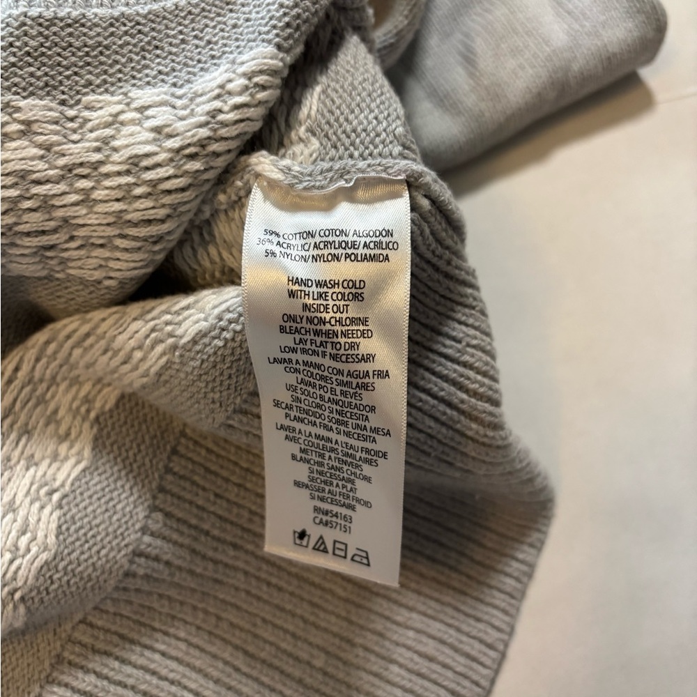 Calvin Klein jeans woven‎ gray/white sweater SZ L. Faire Isle Cotton - Picture 4 of 6